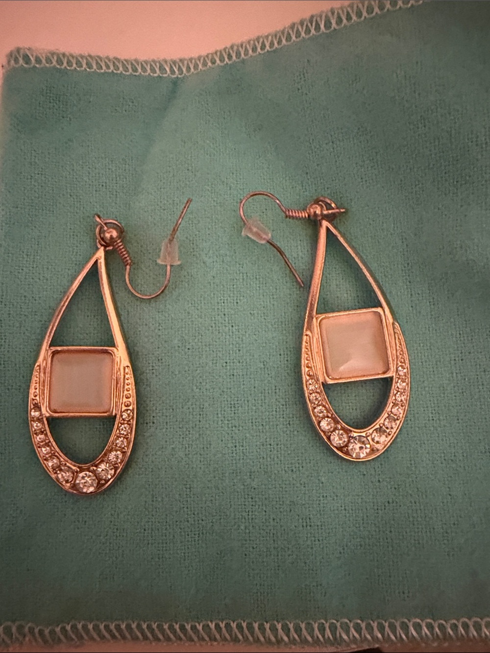 Gold-Tone Teardrop Crystal & Mother-of-Pearl Earrings